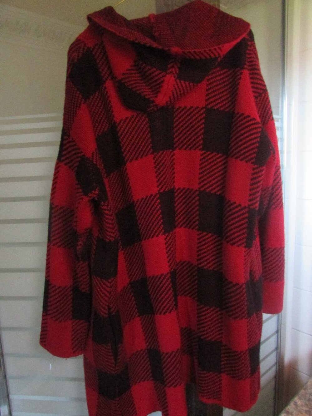 Long red / Black...  Block checkered sweater